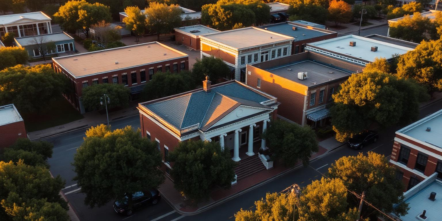 Architecture and landscape representative of Athens in the Huntsville, Alabama metro area